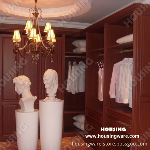 Classic Wooden Walk in Closet for Your Bedroom